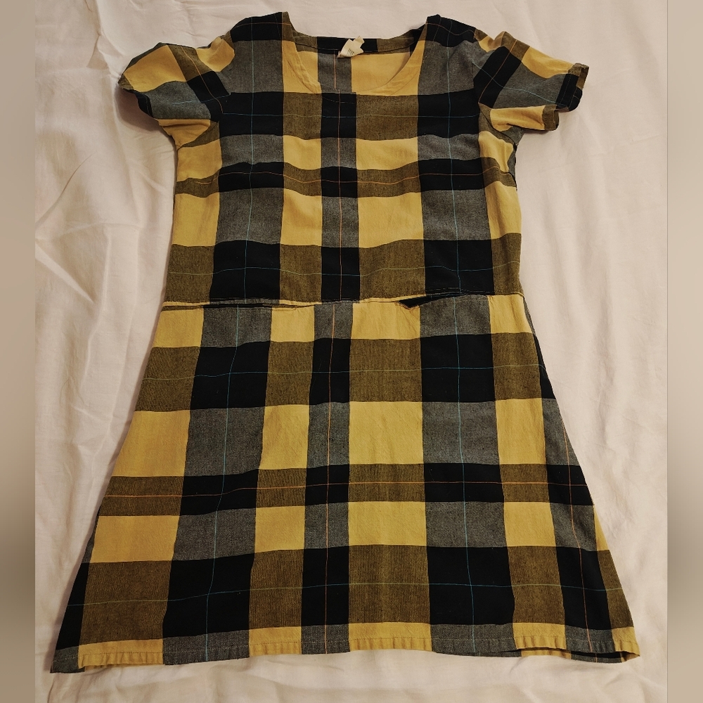 Mata Traders plaid Yellow and Black Shift Dres
